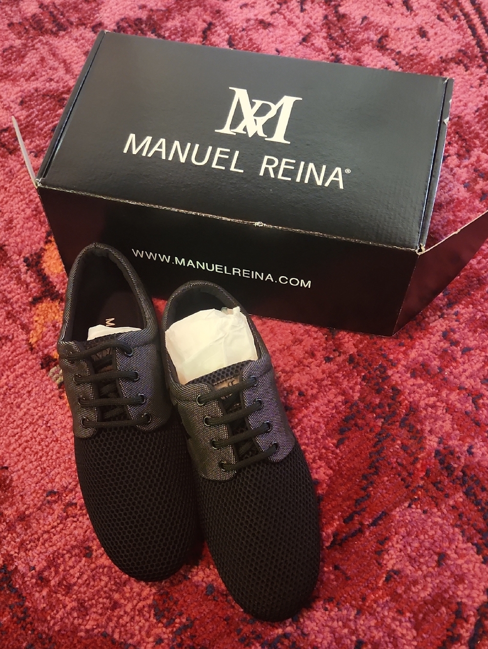 Men's Black Knit Lace-Up Dance  Sneaker Style Shoes